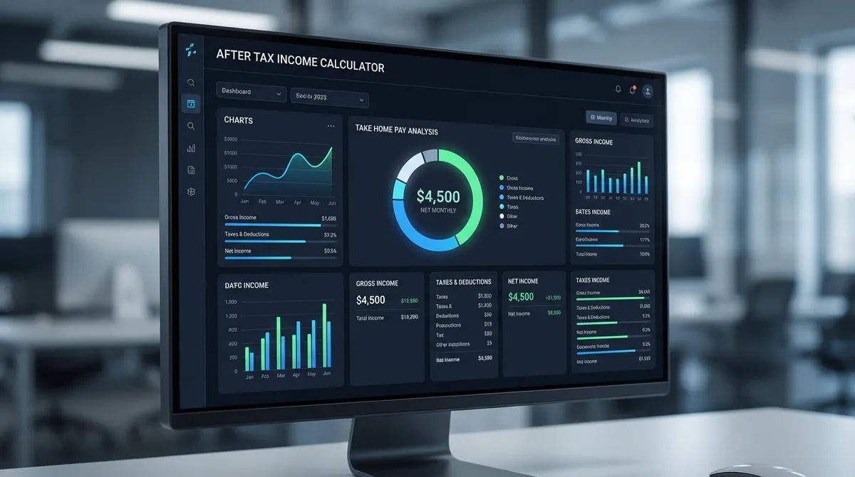 Visual breakdown of gross vs net income showing the impact of 2025 federal and state taxes.