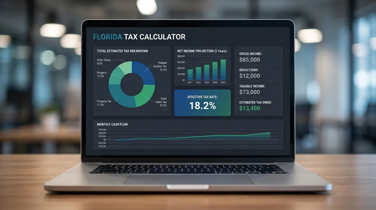 Visual breakdown of federal tax brackets versus Florida's 0% state income tax.