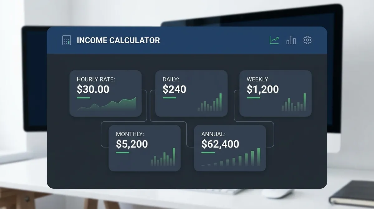 Visual dashboard showing income breakdown by source and estimated tax liability for 2025.