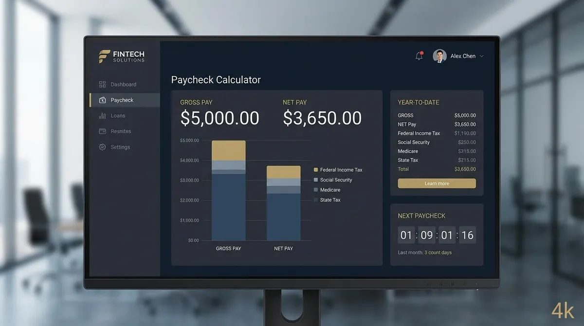 Understanding your paycheck: A comprehensive visual guide showing gross pay, tax withholdings, deductions, and net take-home pay with 2025 tax rates